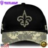 New Orleans Saints 2024 Salute to Service Club Black Camo Cap Gift For Veteran