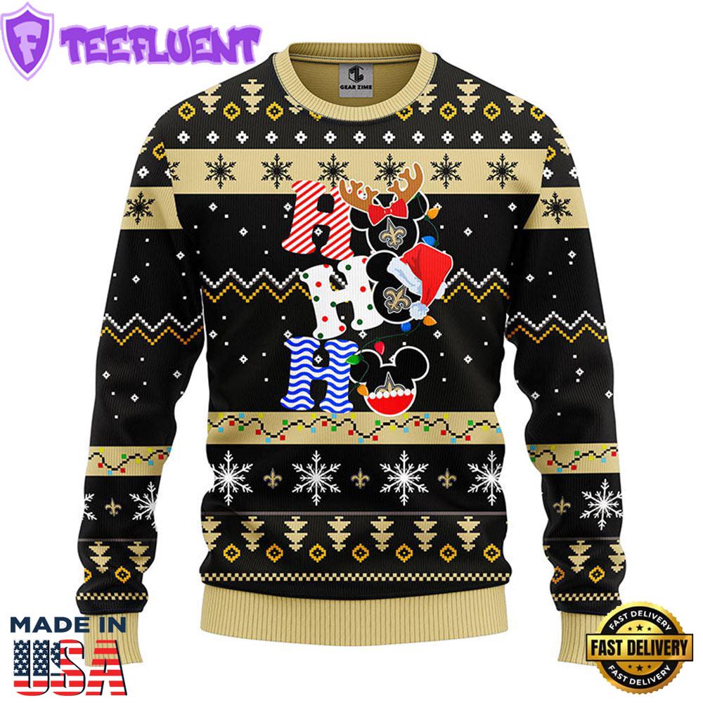 New Orleans Saints HoHoHo Mickey Christmas Ugly Sweater