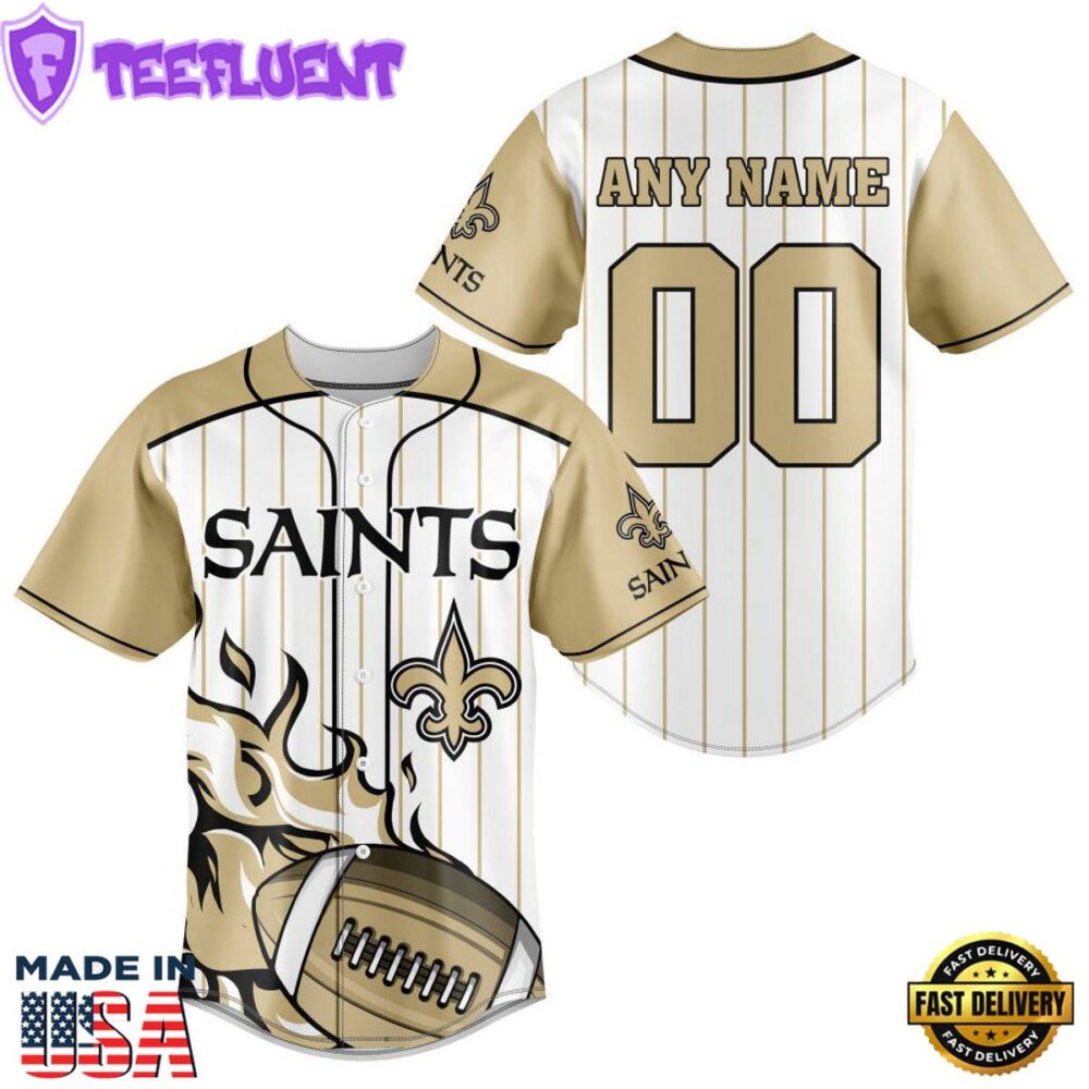 New Orleans Saints NFL 3D Personalized Baseball Jersey Shirt For Fans