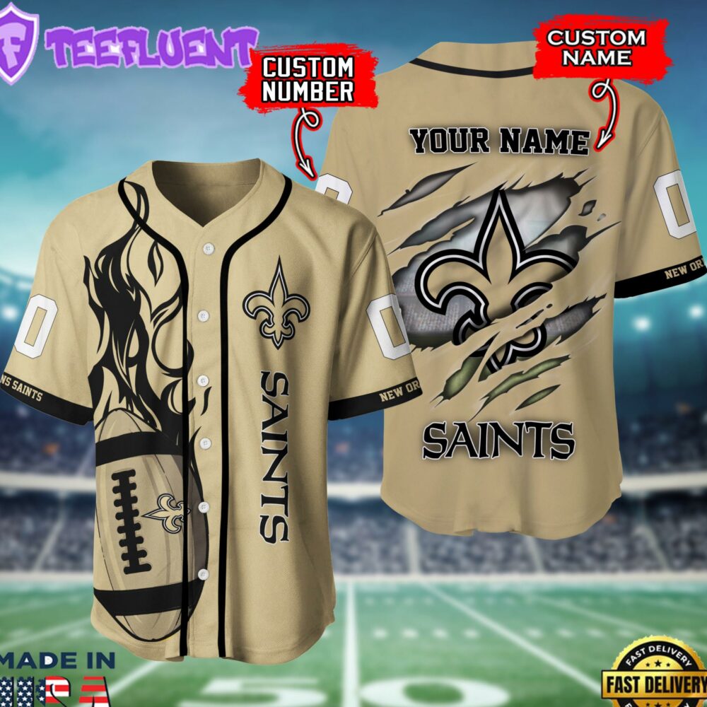 New Orleans Saints NFL 3D Personalized Baseball Shirt For Fans