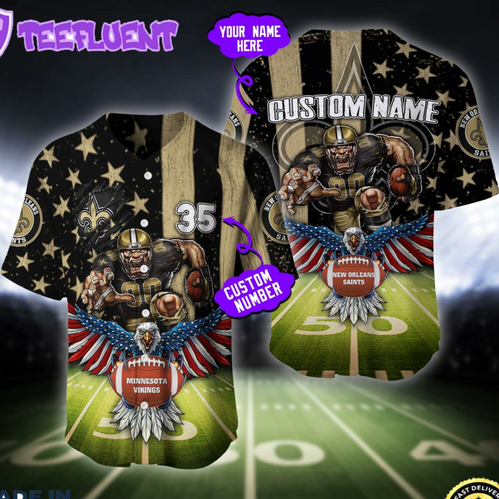 New Orleans Saints NFL Baseball Jersey Custom Shirt For Fans