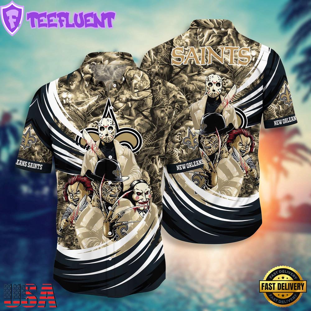 New Orleans Saints NFL Halloween Horror Movies Hawaiian Shirts
