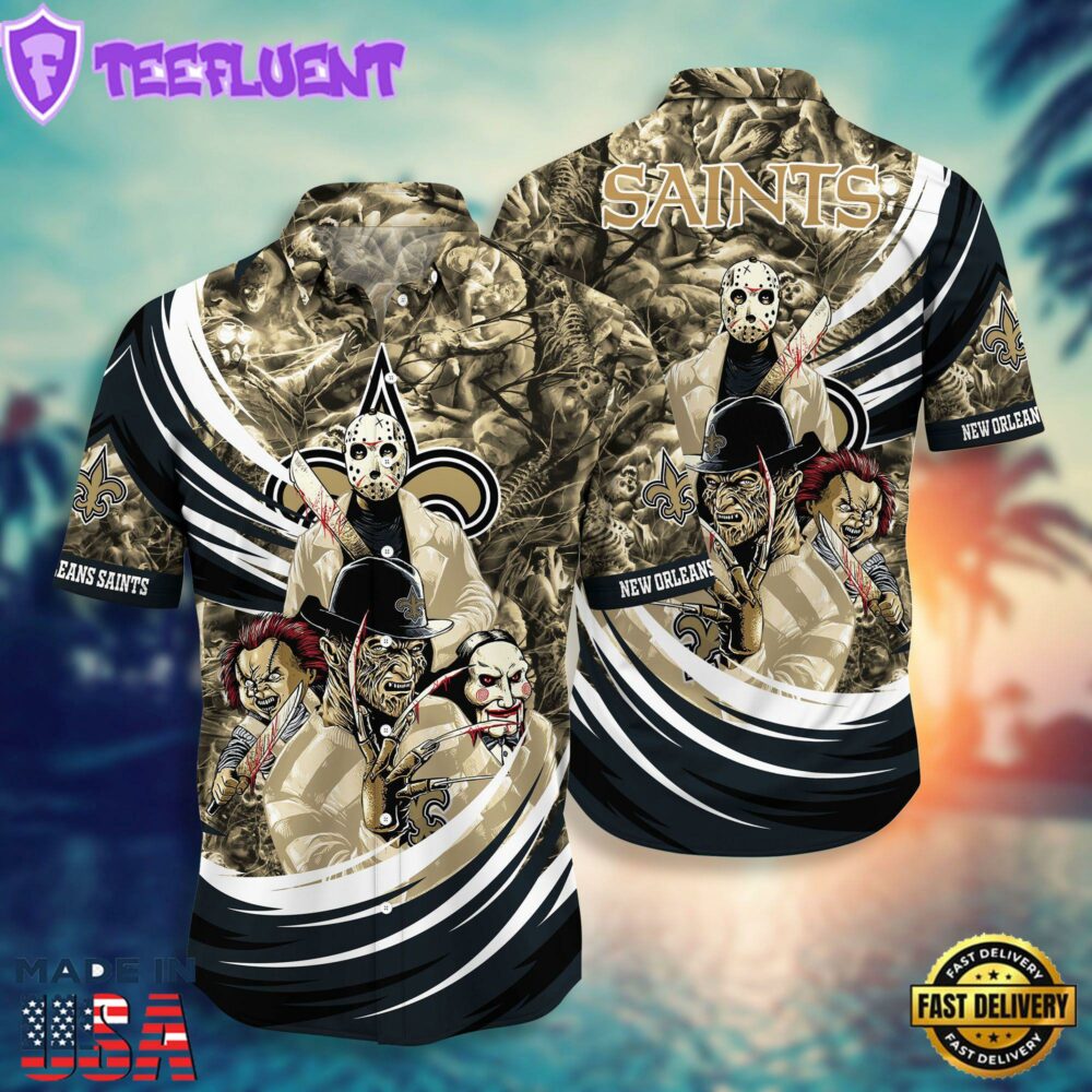 New Orleans Saints NFL Halloween Horror Movies Hawaiian Shirts