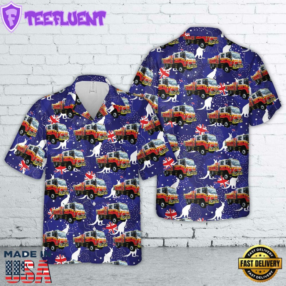 New South Wales RFS Fire Truck Classic Australia Day Hawaiian Shirt