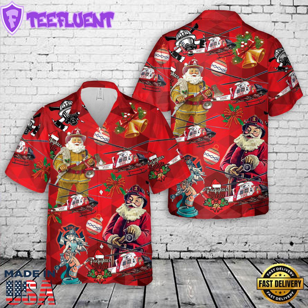 New South Wales Rural Fire Service Bell 412 Christmas Hawaiian Shirt