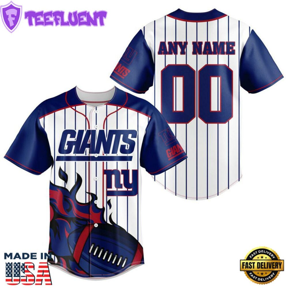 New York Giants NFL 3D Personalized Baseball Jersey Shirt For Fans