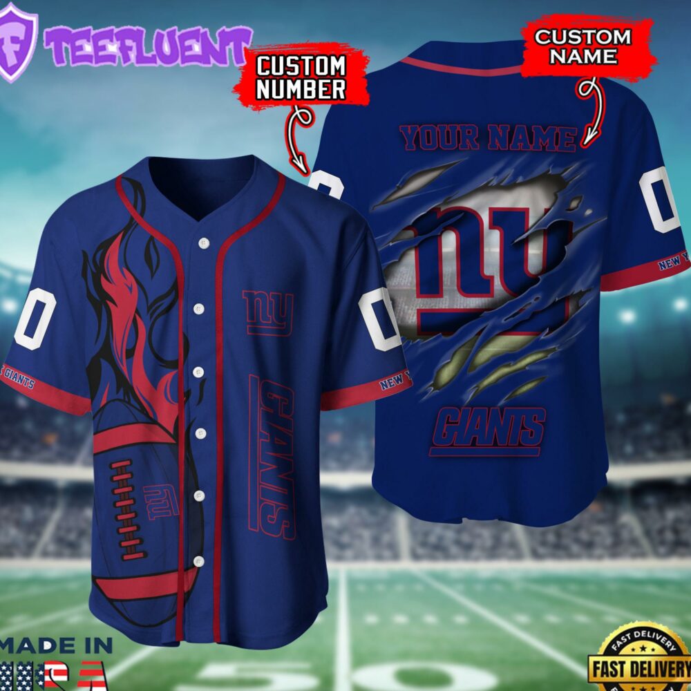 New York Giants NFL 3D Personalized Baseball Shirt For Fans