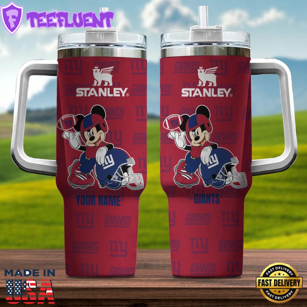 New York Giants NFL Mickey Mouse Custom Stanley Quencher 40oz Stainless Steel Tumbler With Handle