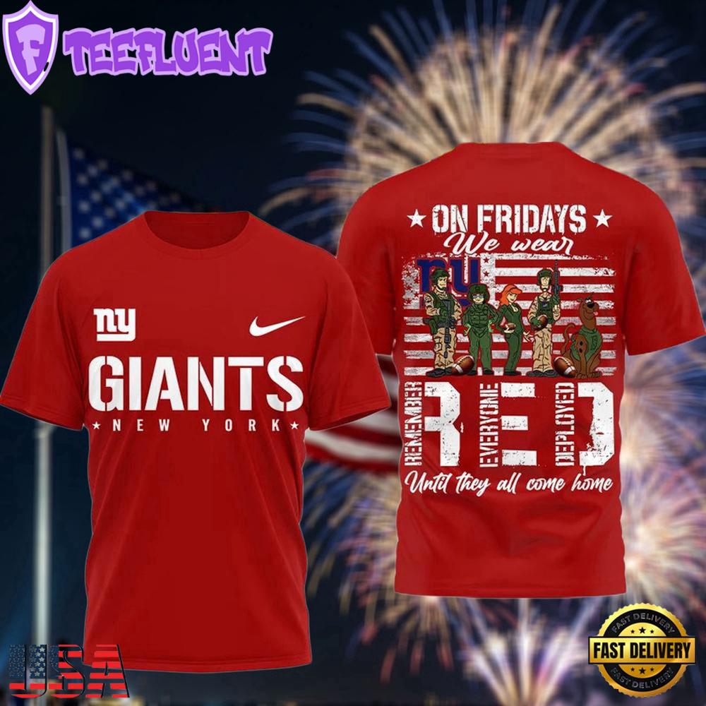 New York Giants Scooby-Doo Red Friday Military 3D T-Shirt