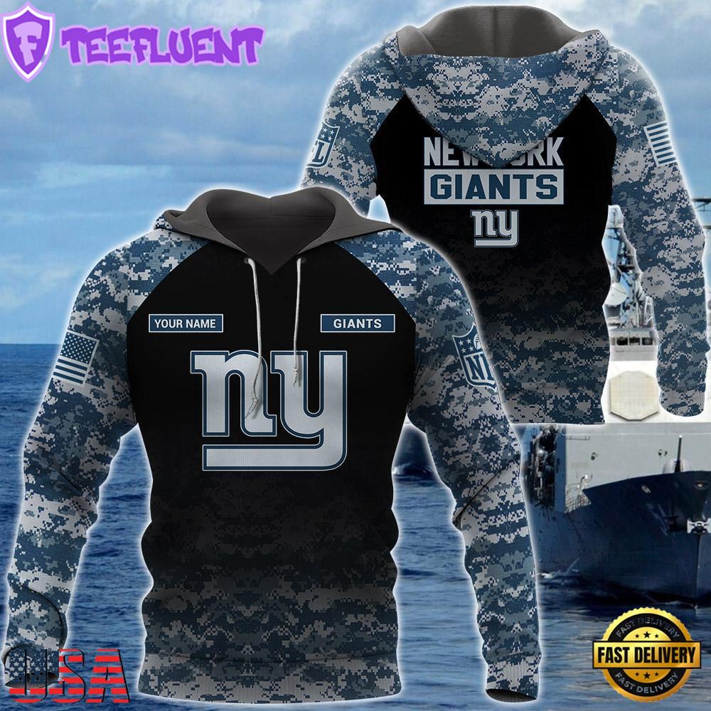 New York Giants U.S. Navy NWU Camouflage Cutsom Name Hoodie