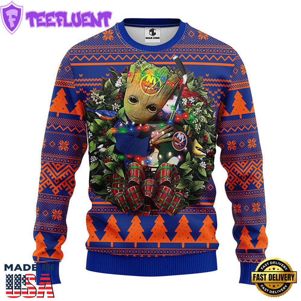 New York Islanders Groot Hug Christmas Ugly Sweater Sport For Fan