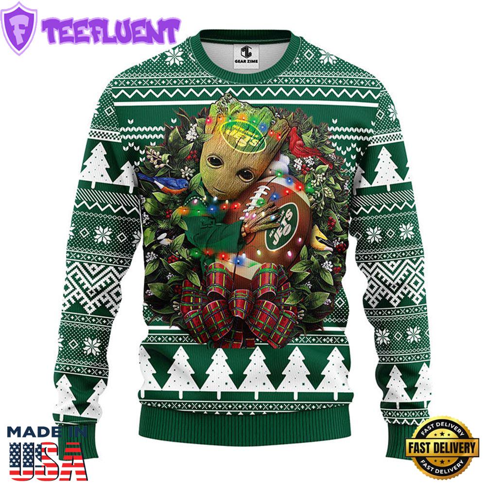 New York Jets Groot Hug Christmas Ugly Sweater Sport For Fan