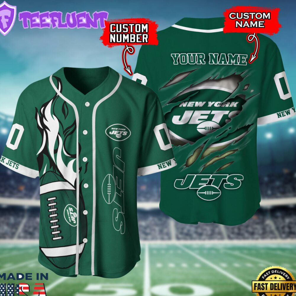 New York Jets NFL 3D Personalized Baseball Shirt For Fans