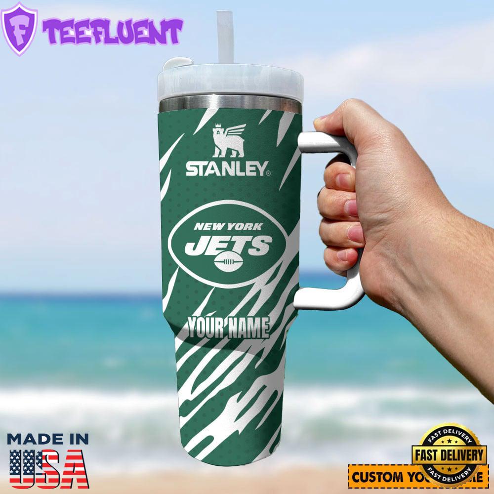 New York Jets NFL Custom Stanley Quencher 40oz Stainless Steel Tumbler