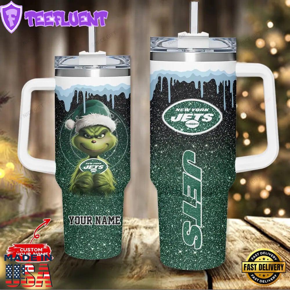 New York Jets NFL Sports Custom Stanley Quencher 40oz Stainless Steel Tumbler With Handle