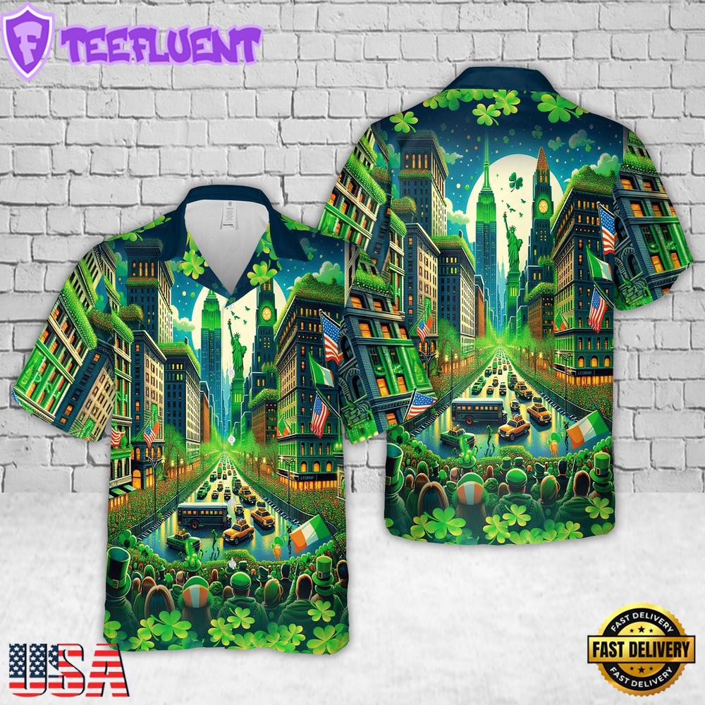 New York St. Patrick's Day Hawaiian Shirt
