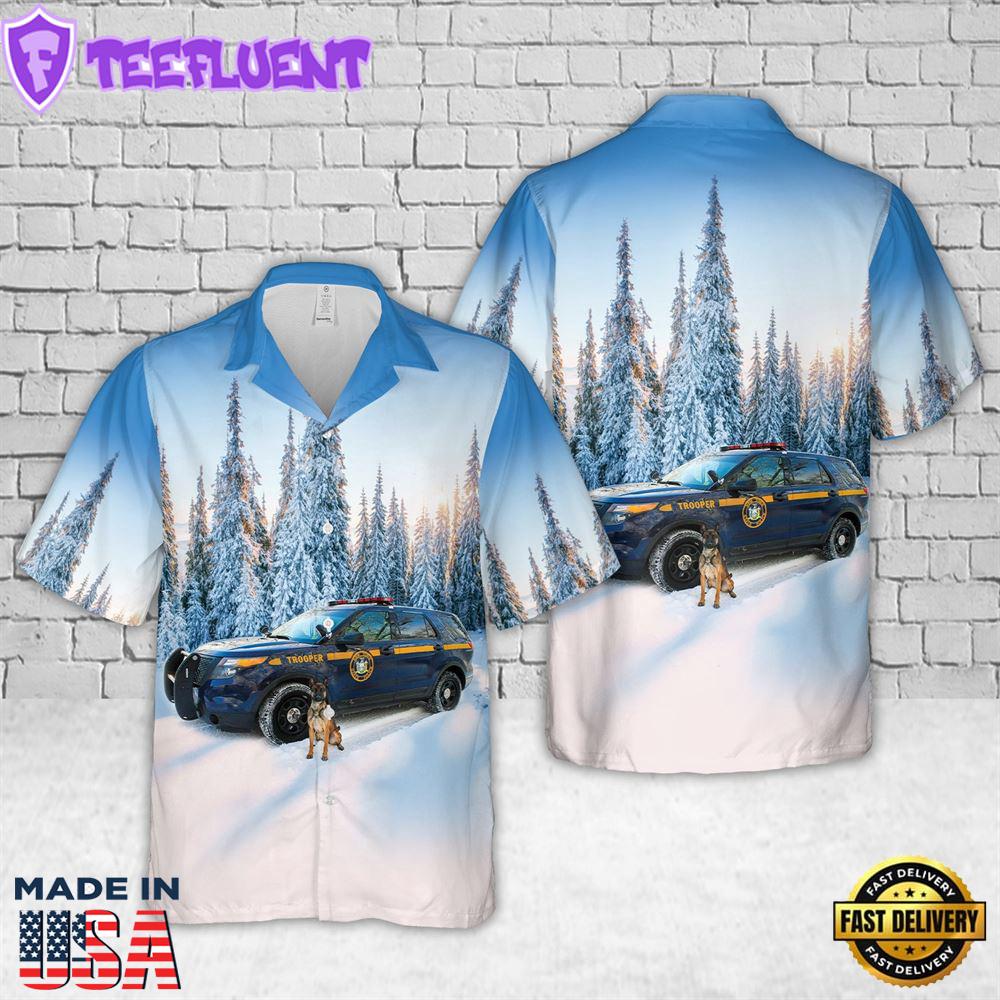 New York State Police K9 Police Car Christmas Hawaiian Shirt