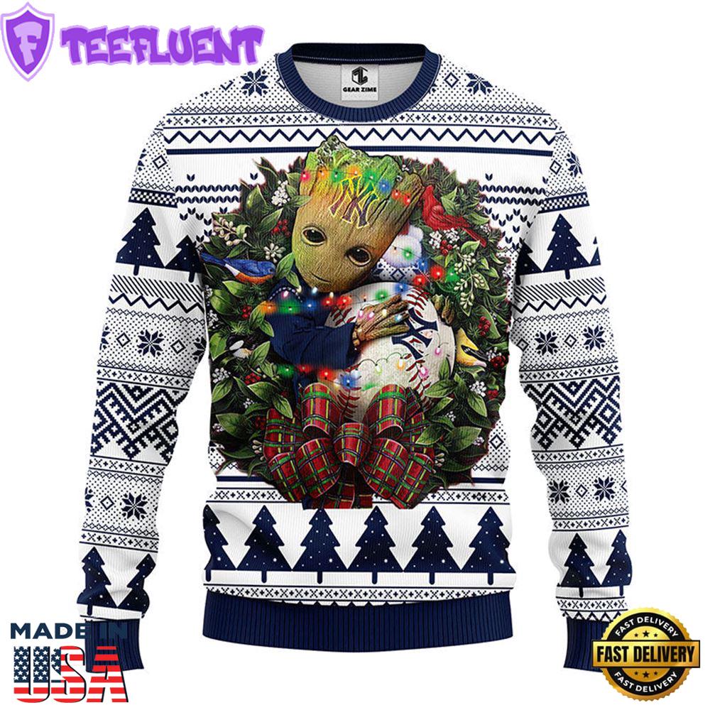 New York Yankees Groot Hug Christmas Ugly Sweater Sport For Fan