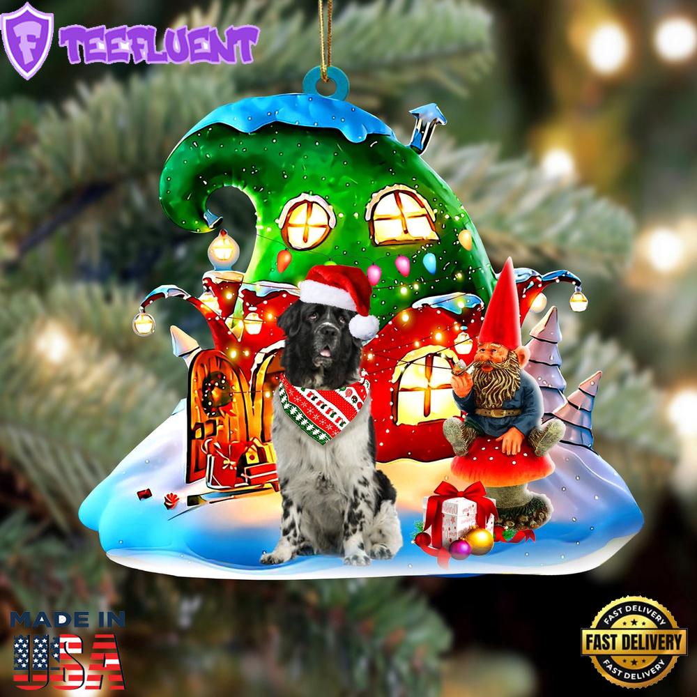 Newfounderland With Rudolph's House Christmas Ornament, Gift For Christmas