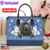 Newfoundland Dog Lover Leather Bag With Daisy Flowers