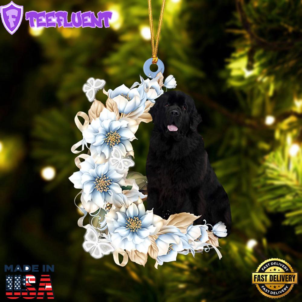 Newfoundland Flowers Moon Ornament, Gift For Christmas