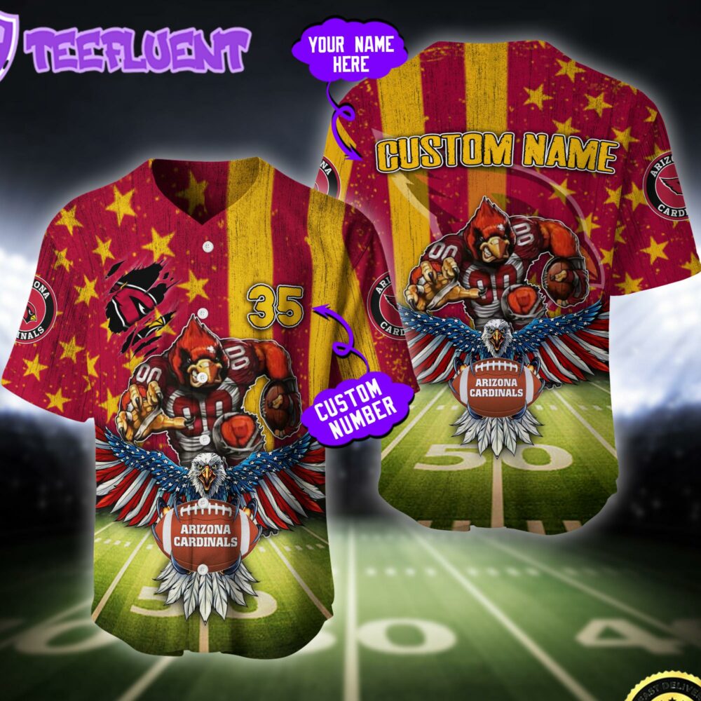 NFL Arizona Cardinals Eagle US Flag x Veterans Custom Baseball Jersey