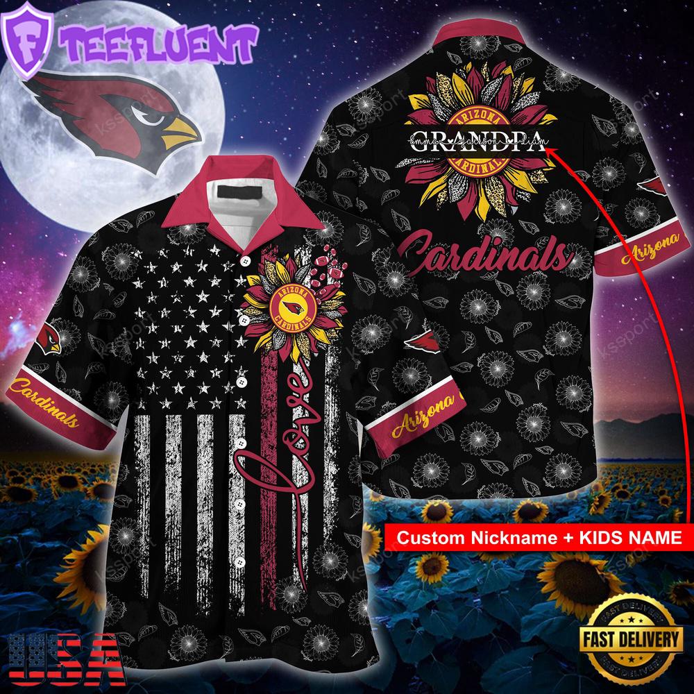 NFL Arizona Cardinals Happy Mother Day And Happy Father Day Custom Name Hawaiian Shirt