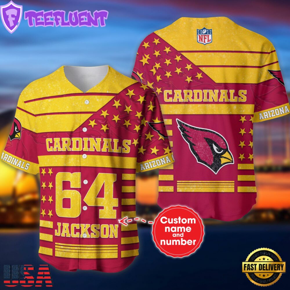 NFL Arizona Cardinals Personalized American Flag Baseball Jersey