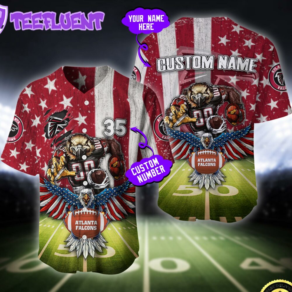 NFL Atlanta Falcons Eagle US Flag x Veterans Custom Baseball Jersey