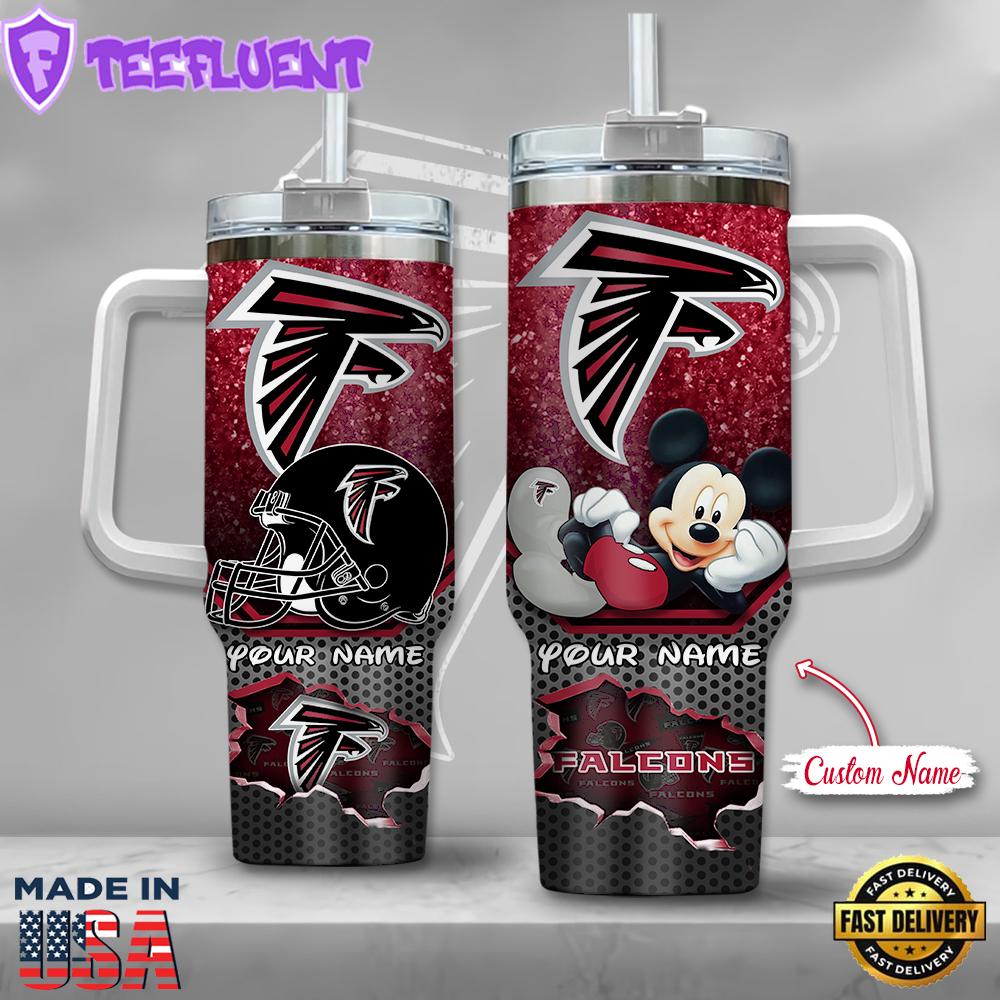 NFL Atlanta Falcons Mickey Mouse Custom Stanley Quencher 40oz Stainless Steel Tumbler With Handle