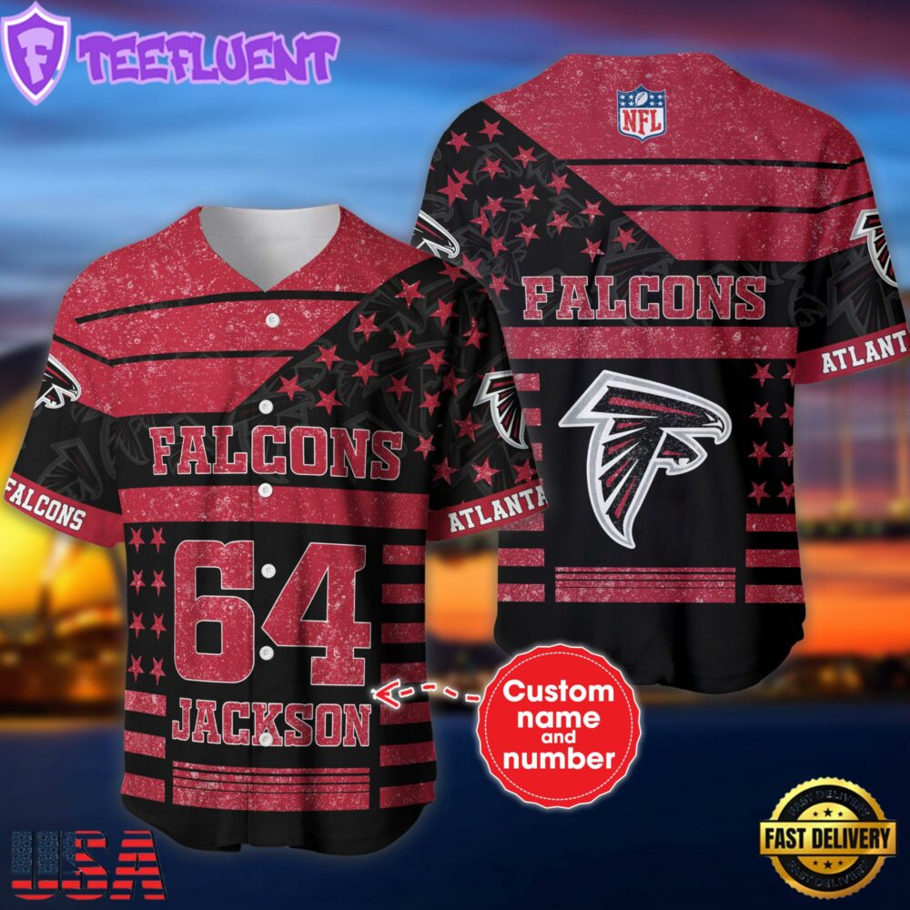 NFL Atlanta Falcons Personalized American Flag Baseball Jersey
