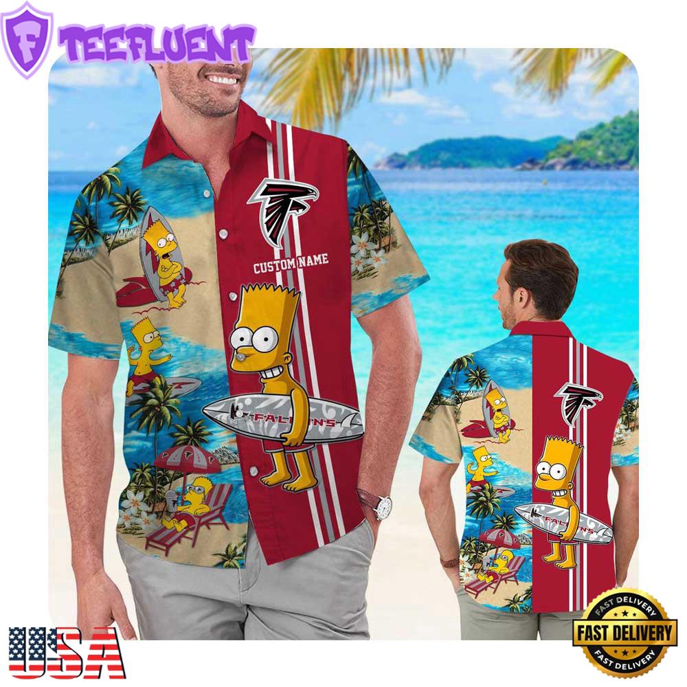 NFL Atlanta Falcons x Simpsons Custom Name Summer Hawaii Shirt