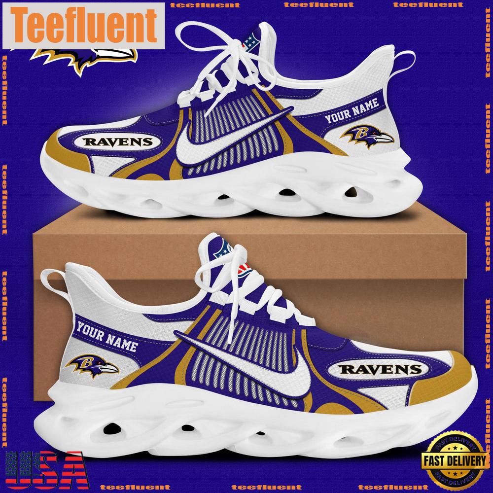 NFL Baltimore Ravens Blue White Stripes Logo Custom Clunky Max Soul Shoes