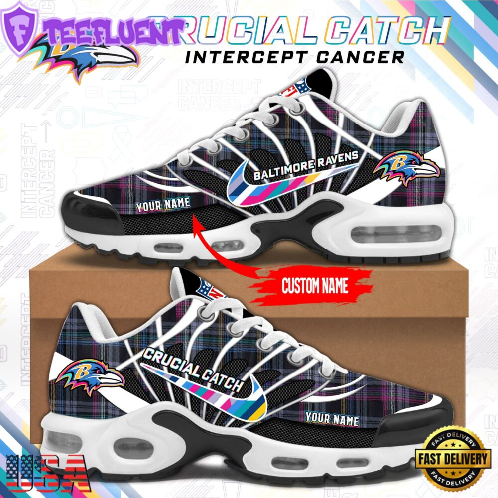 NFL Baltimore Ravens Crucial Catch Intercept Cancer Air Max Plus Shoes Sneaker