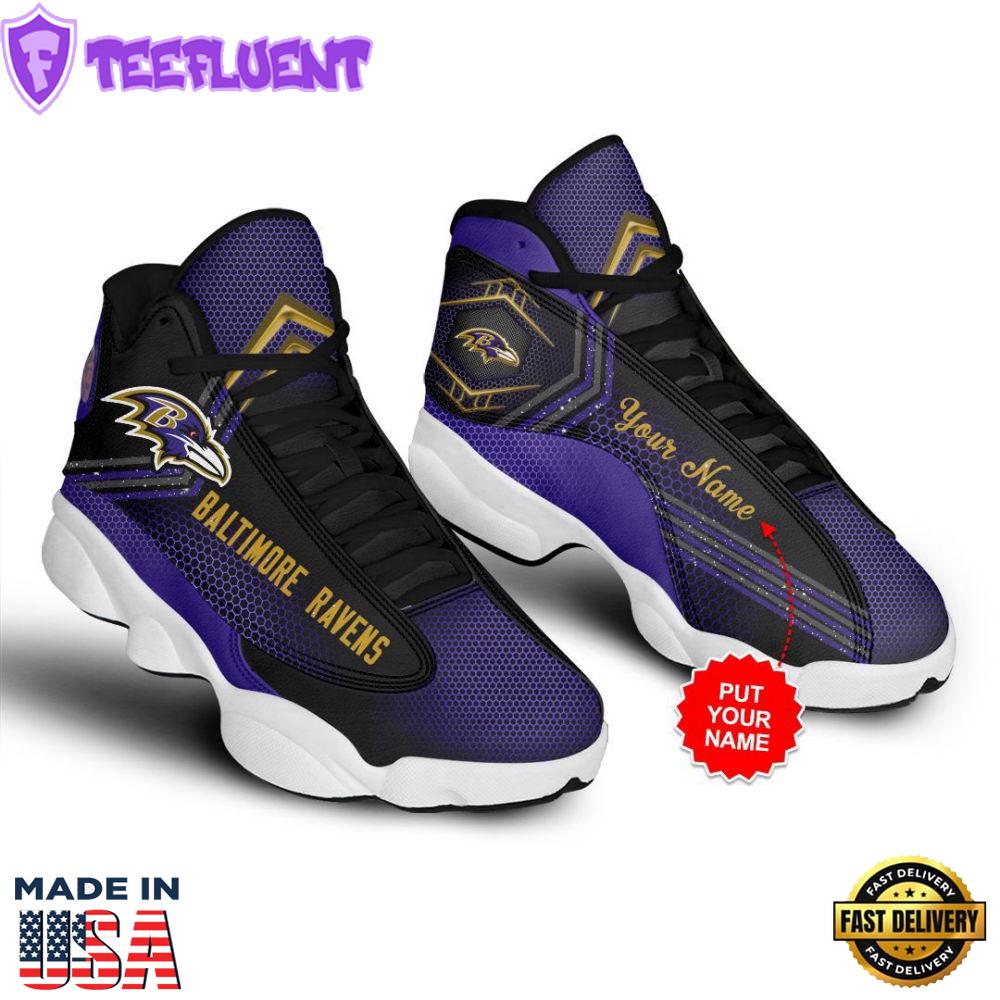 NFL Baltimore Ravens Custom Name Air Jordan 13 Shoes