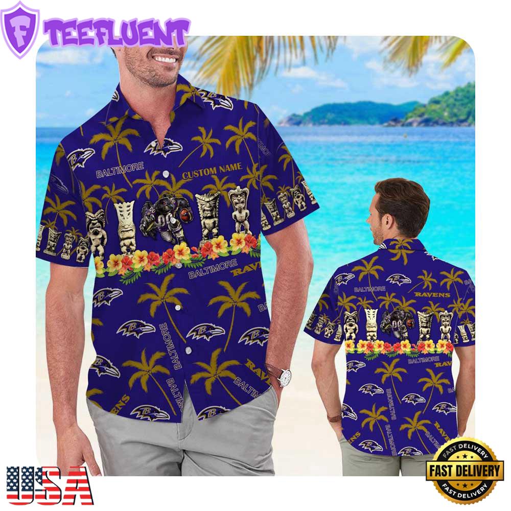 NFL Baltimore Ravens Custom Name Hawaii Shirt Summer Button Up Shirt