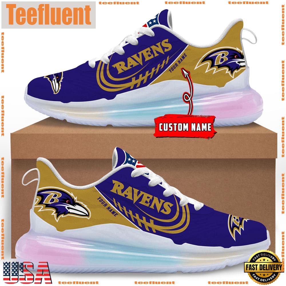 NFL Baltimore Ravens Custom Rainbow Atmospheric Cushion Running Shoes, Women's Sneaker