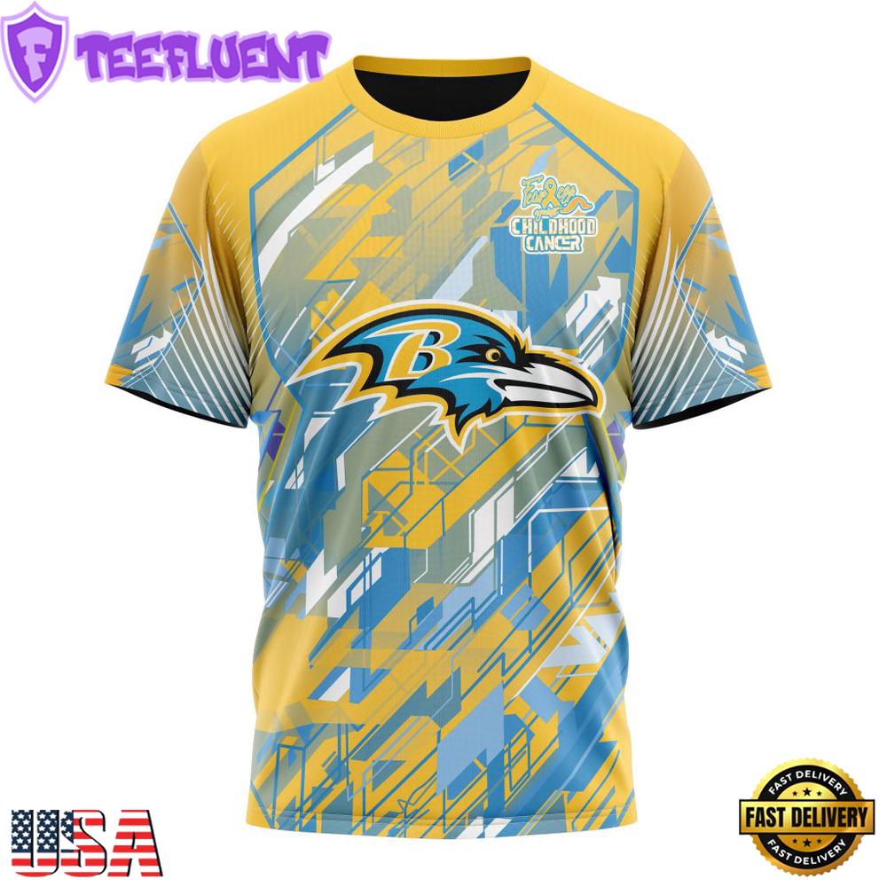 NFL Baltimore Ravens Football Childhood Cancers All Over Print T-Shirt