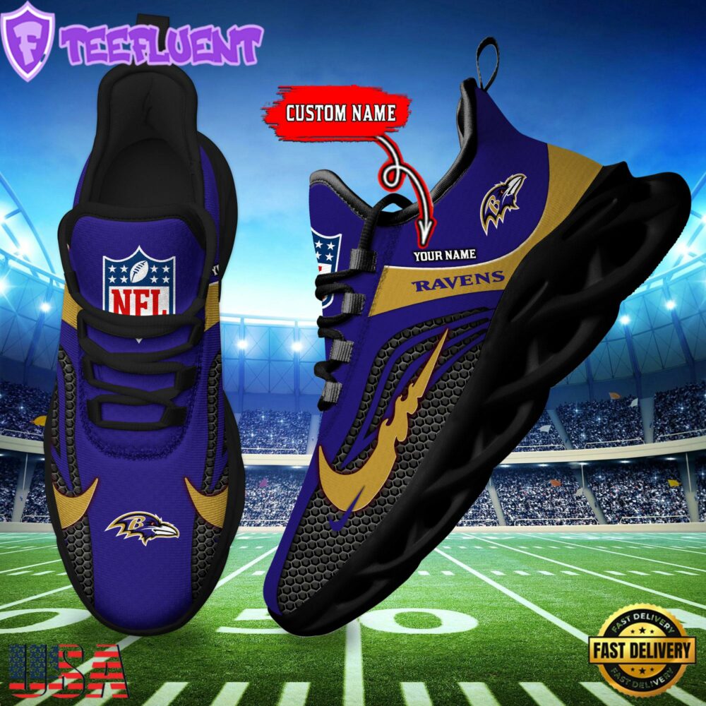NFL Baltimore Ravens Football Team New Design Max Soul Shoes Sneaker