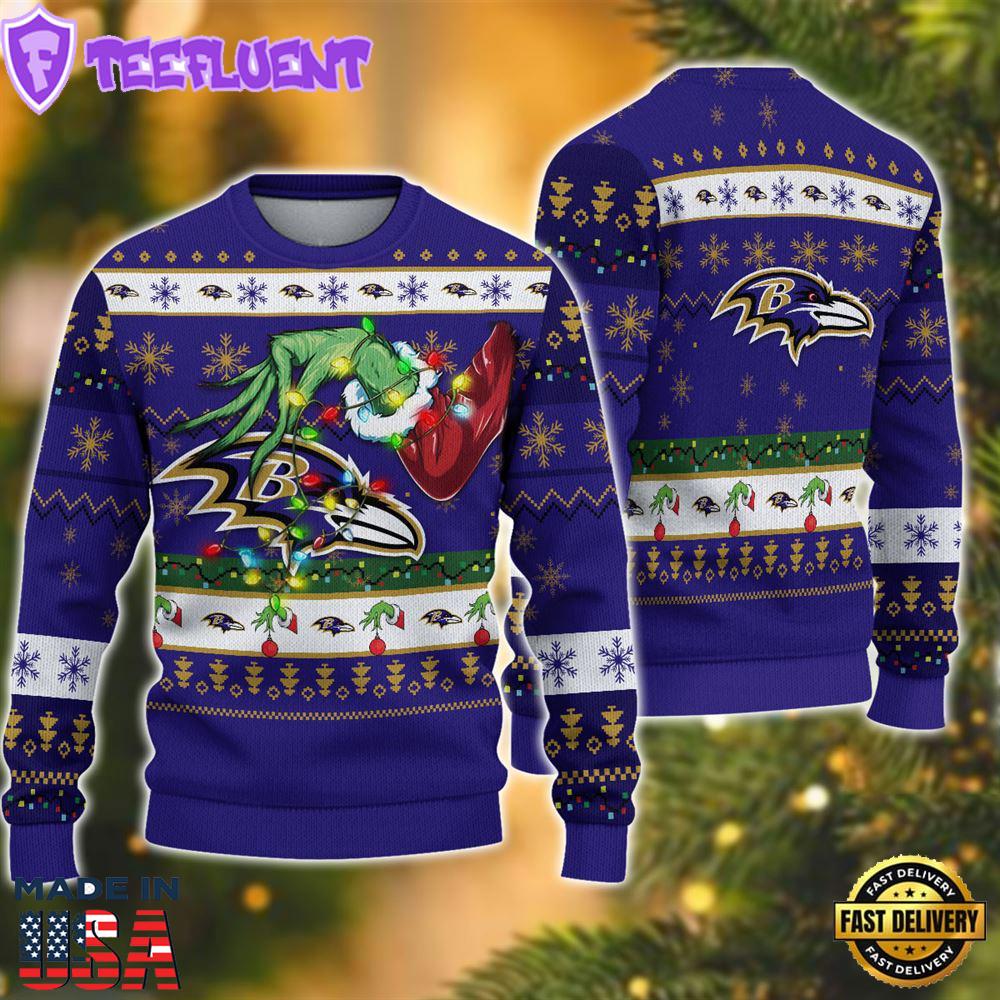 NFL Baltimore Ravens Grinch Christmas Ugly Sweater