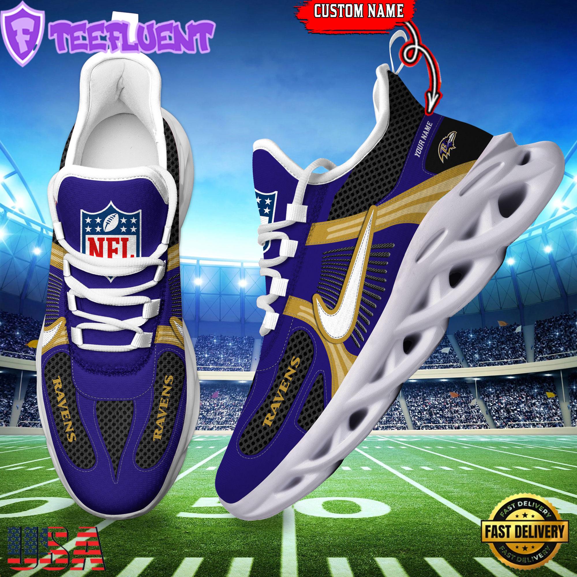 NFL Baltimore Ravens Logo Football Team New Season Max Soul Shoes Running Sneakers For Mens Womens NFL Baltimore Ravens Logo Football Team New Season Max Soul Shoes Running Sneakers For Mens Womens