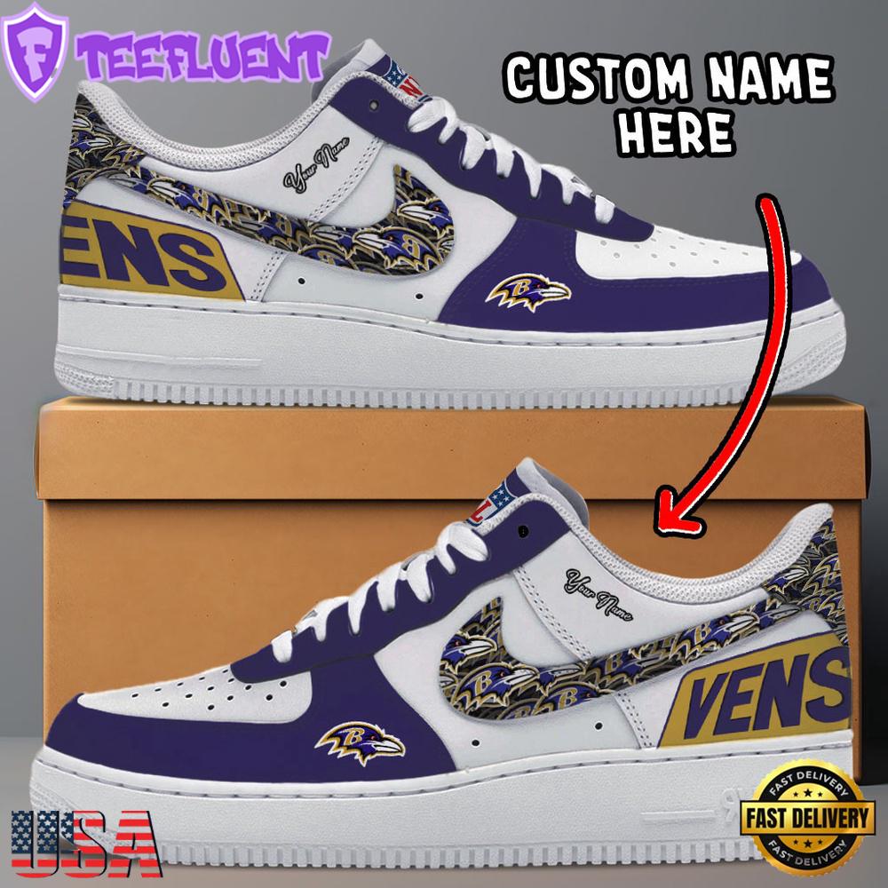 NFL Baltimore Ravens Logo Team Design Custom Air Force 1 Shoes