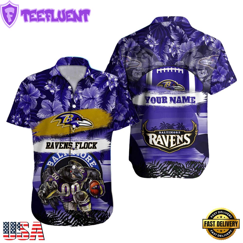 NFL Baltimore Ravens Mascot Football Hawaiian Shirt