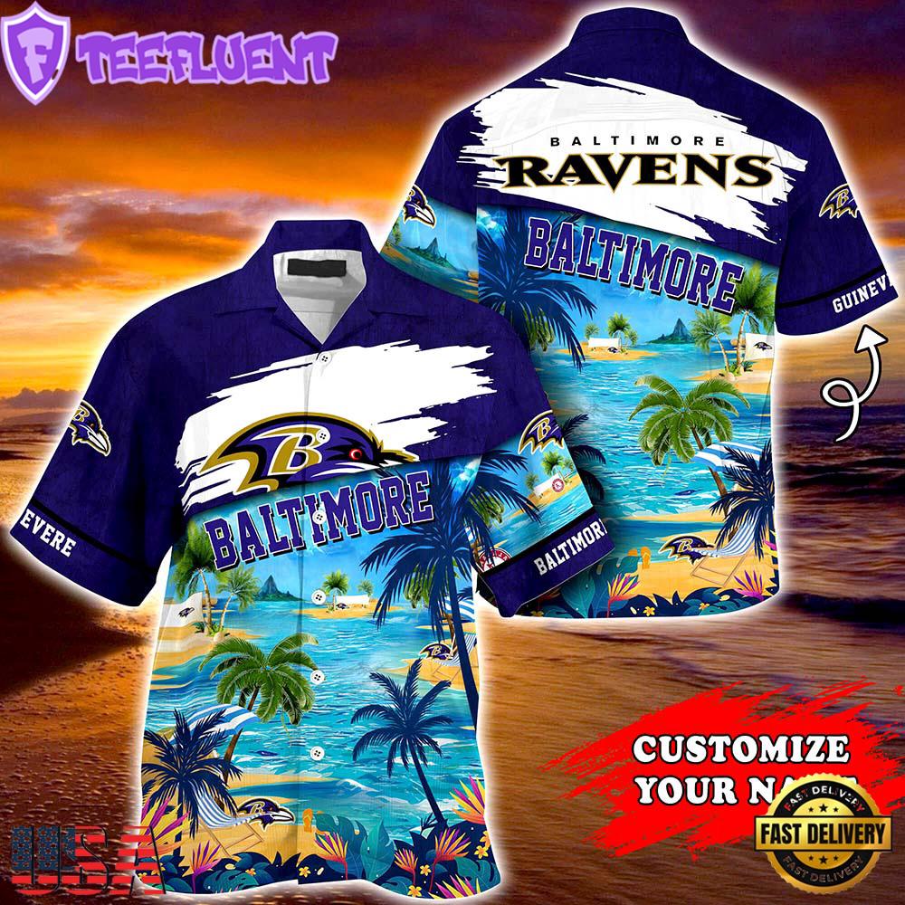 NFL Baltimore Ravens Summer Button Up Hawaii Shirt