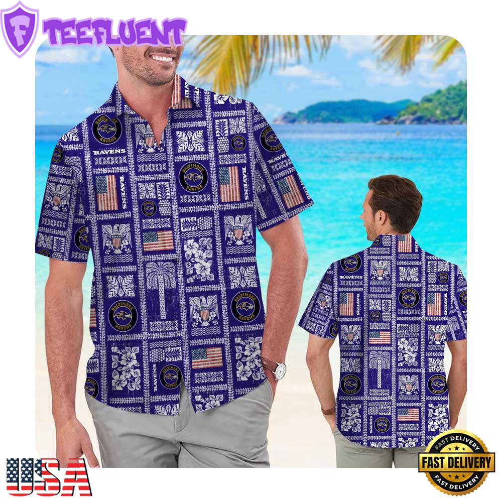 NFL Baltimore Ravens Summer Commenorative Summer Button Up New Hawaii Shirt