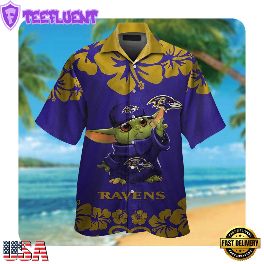 NFL Baltimore Ravens x Baby Yoda Hawaii Shirt Summer Button Up Shirt