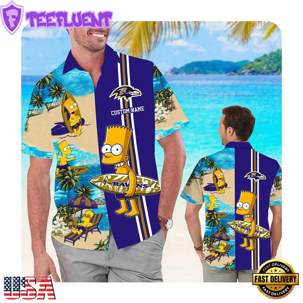 NFL Baltimore Ravens x Simpsons Custom Name Summer Hawaii Shirt