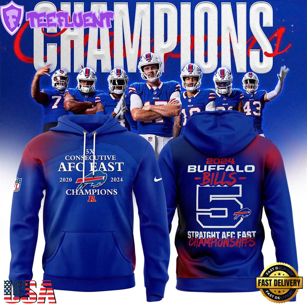 NFL Buffalo Bills 5 Consecutive AFC East Champions Hoodie