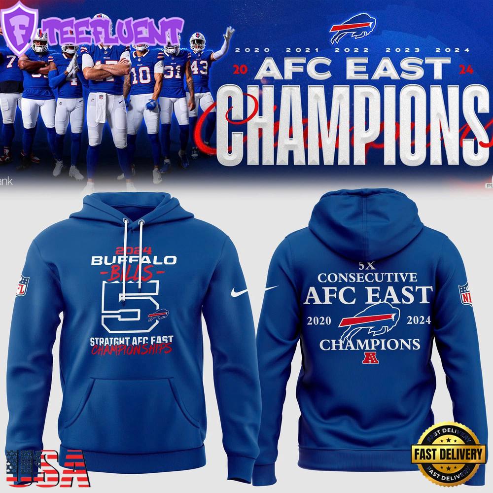 NFL Buffalo Bills 5 Straight AFC East Division Champions Hoodie