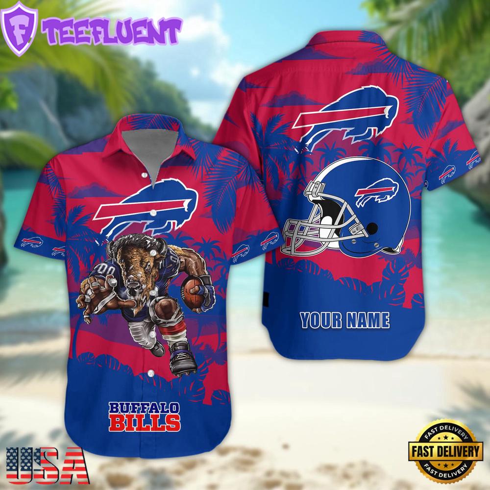 NFL Buffalo Bills Football Mascot Custom Name Hawaiian Shirt